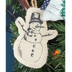 Burlap Snowman Ornament Rustic Country Farmhouse Christmas